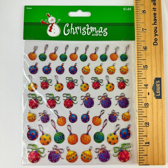 Christmas Crafts Holiday Sticker Pack - Colorful Bulb Ornament Designs Bundle - Picture 2 of 2